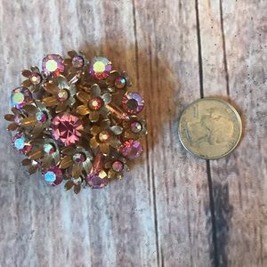 Pink rhinestone vintage brooch
